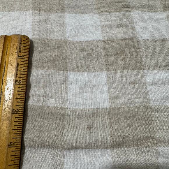 Tan White Check Linen Table Runner 17x100 inches Cottage Core Farmhouse Country - Picture 6 of 7